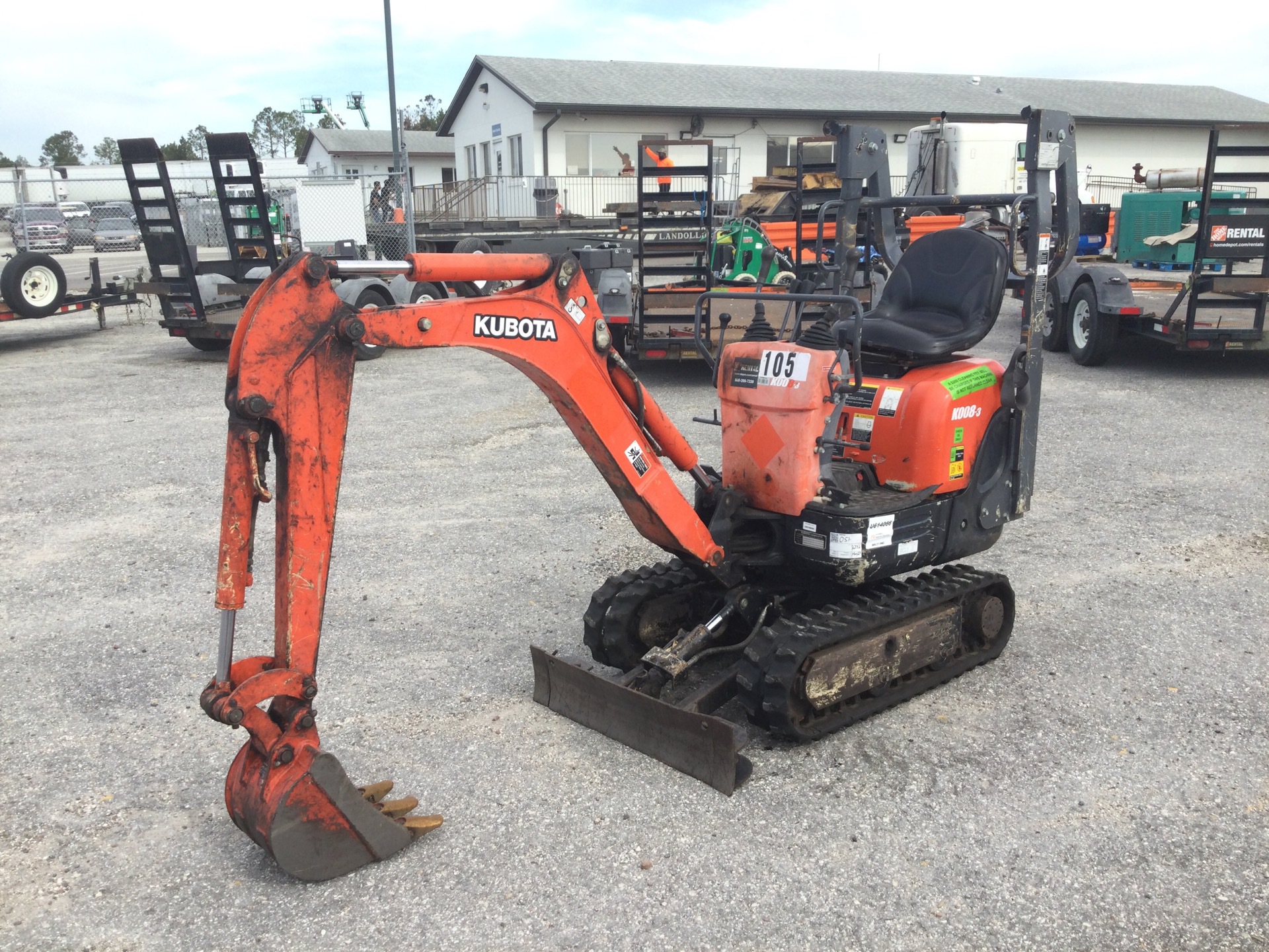 2018 Kubota K008-3 Mini Excavator w/ S/A Trailer